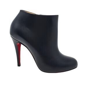 Christian Louboutin Belle 100 Ankle Boots Calf Leather Black Red-Sole Size 38